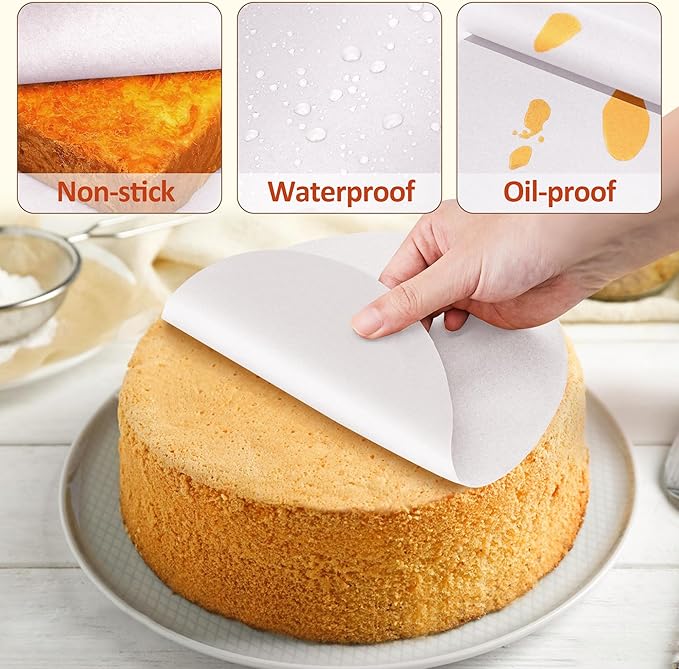 8 Inch Parchment Paper Rounds, 200Pcs Precut Baking Paper Sheets,Non-Stick Parchment Rounds for