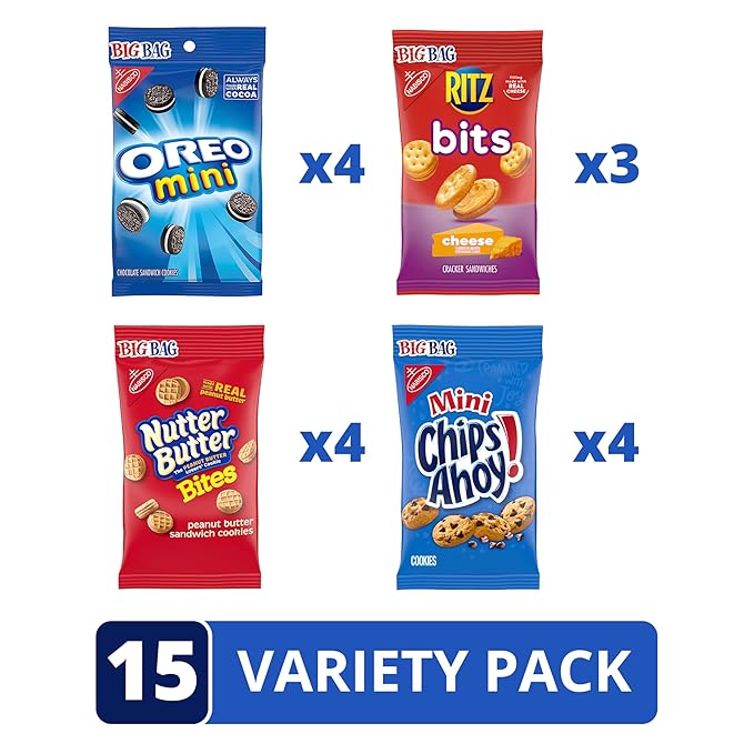 OREO Mini Cookies, CHIPS AHOY! Mini Cookies, Nutter Butter Bites & RITZ Bits Cheese Crackers
