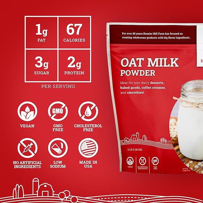 Hoosier Hill Farm Oat Milk Powder, 3LB (Pack of 1)