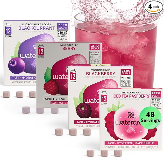 Waterdrop Hydration Cubes Mixed Berry Variety Pack, Zero Sugar Electrolyte & Vitamin Drink Mix
