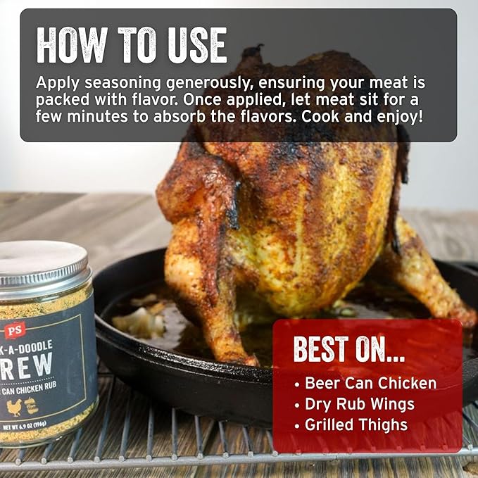 PS Seasoning Cock-A-Doodle Brew - Beer Can Chicken Seasoning - BBQ Seasoning & Rubs for Smoking
