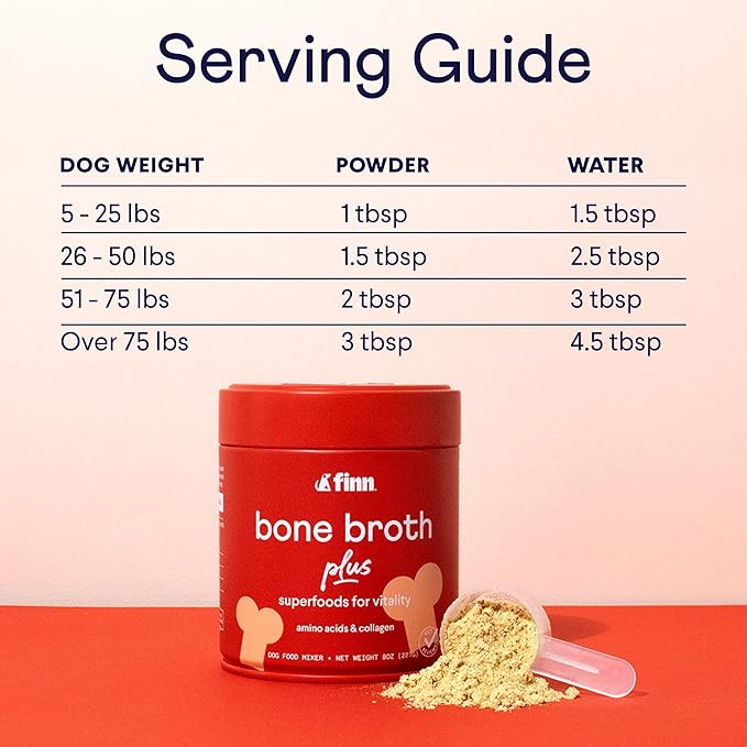 Finn Bone Broth Plus for Dogs | Joint & Mobility Topper Packed with Collagen & Amino Acids | Only 6