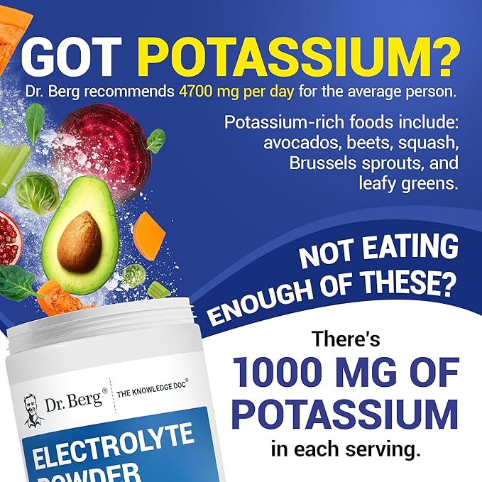 Dr. Berg Zero Sugar Hydration Keto Electrolyte Powder - Enhanced w/ 1000 mg of Potassium & Real