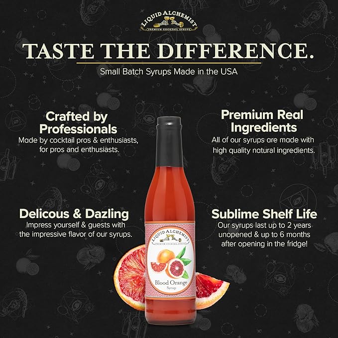 Liquid Alchemist Blood Orange Syrup for Cocktails - Real Ingredients Make this the Perfect Winter