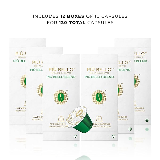 Piu Bello Blend Espresso Coffee Pods for Nespresso Original Machines – Compatible Capsules Pack