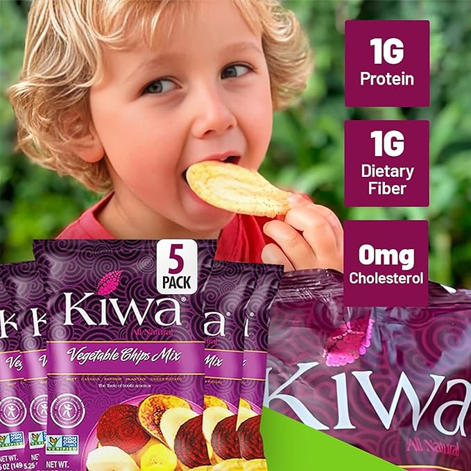 Kiwa Healthy Veggie Chips - Vegetable Snacks for Kids & Adults - Exotic Chips with Plantain, Beet