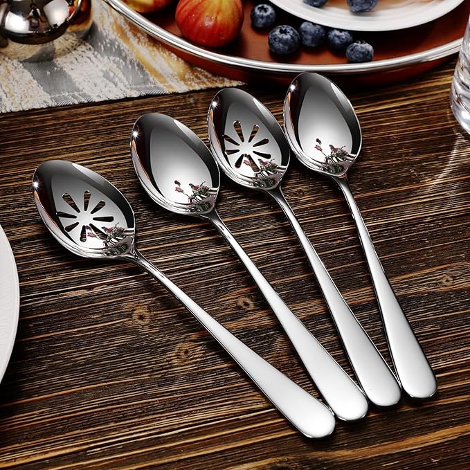 KEAWELL Louise Premium 2 Piece Serving Spoons and 2 Piece Serving Slotted Spoons ??9 inches ??18/10