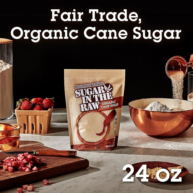 Sugar In The Raw Organic Granulated White Premium Cane Sugar, Pure Natural Sweetener, Hot & Cold