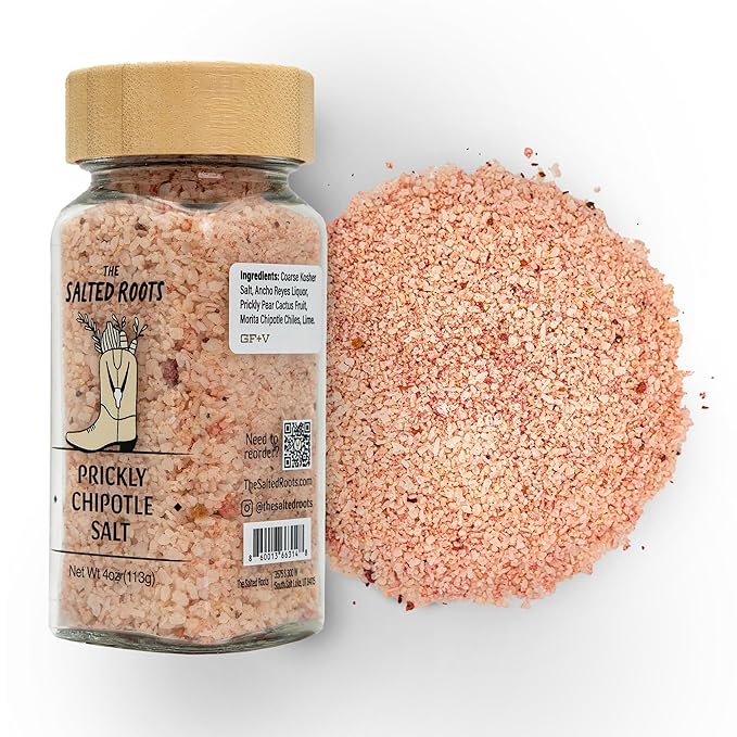 The Salted Roots - Prickly Chipotle Salt - Smoky & Fruity Seasoning - Infused with Prickly Pear