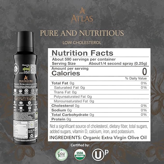 Cooking Oil by Atlas, Extra Virgin Olive Oil Spray, Dual Function Spray and Stream, 5.4 fl oz, 6