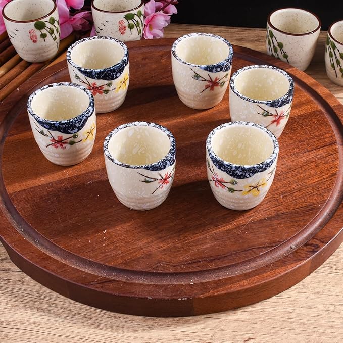 Porcelain Sake Cups, Set of 6 Wine Cups for Japanese Wine