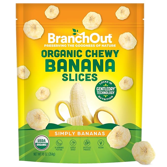 BranchOut Chewy Banana Slices, No Sugar Added, GentleDry Locks in Nutrition, Better than Freeze