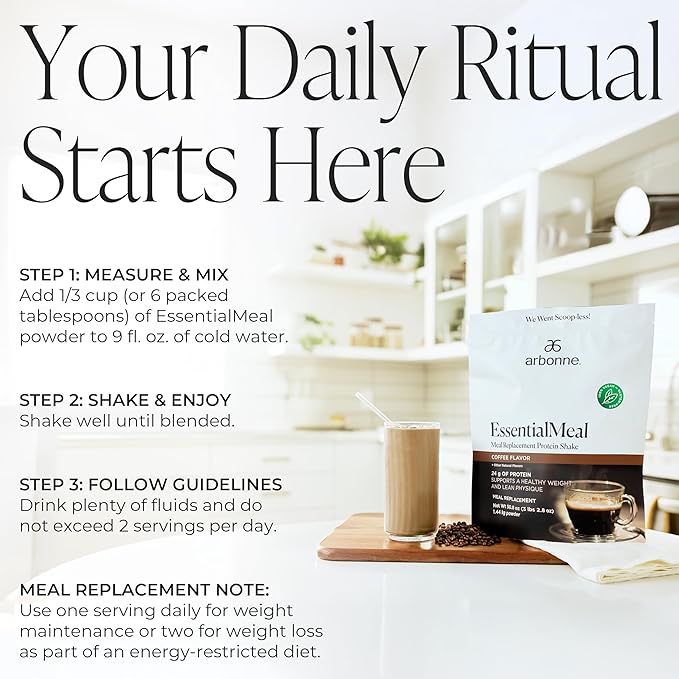 Arbonne EssentialMeal Meal Replacement Shake - Protein Shake, Vegan Protein Powder, Complete Daily
