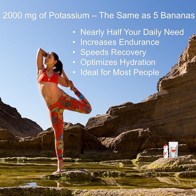 Electrolytes Powder Potassium Supplement - 2000 mg K+, >2X More Than Coconut Water | Cramp Relief