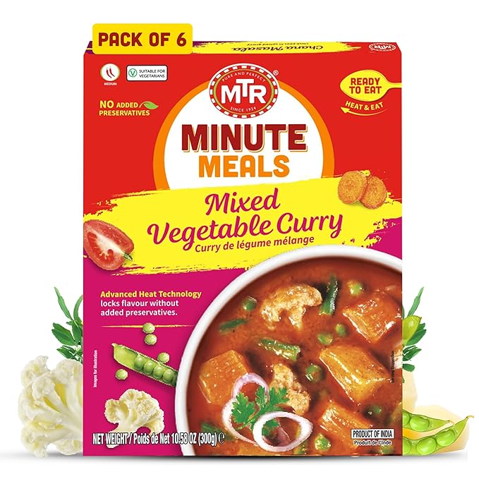 MTR - Minute Meals: Flavorful Mixed Vegetable Curry - Authentic Indian Ready-to-Eat Meal with No