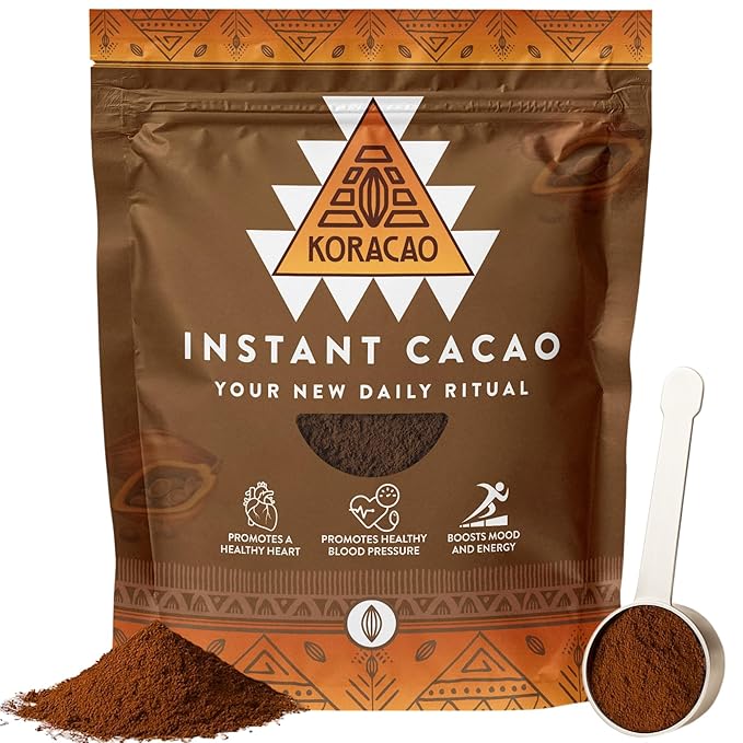 KORACAO Instant Ceremonial Cacao Powder | High-Flavanol Cacao Powder - 1000 MG Per Serving | New