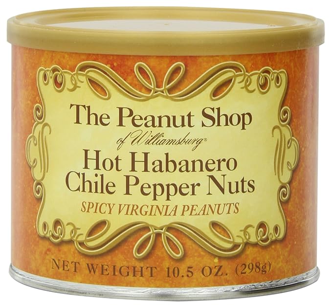 The Peanut Shop of Williamsburg Hot Habanero Chile Pepper Virginia Peanuts, Williamsburg Peanuts