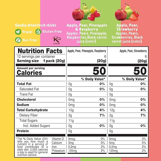 BEAR Real Fruit Snack Splits - Gluten Free, Vegan, and Non-GMO - Variety Pack (Apple/Strawberry
