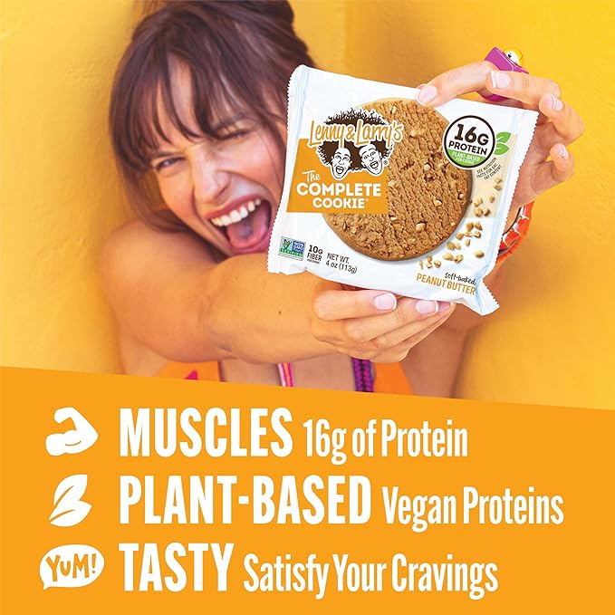 Lenny & Larry's The Complete Cookie, Peanut Butter, Soft Baked, 16g Plant Protein, Vegan, Non-GMO