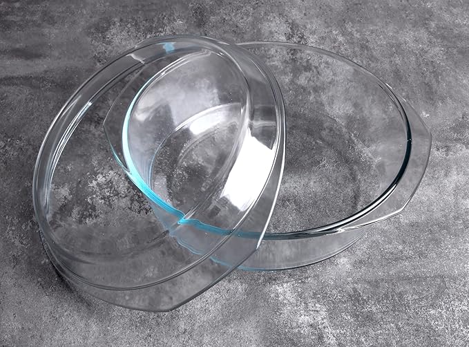Round Tempered Glass Casserole Dish with Lid, Glass Casserole Baking Dish. Oven Freezer and