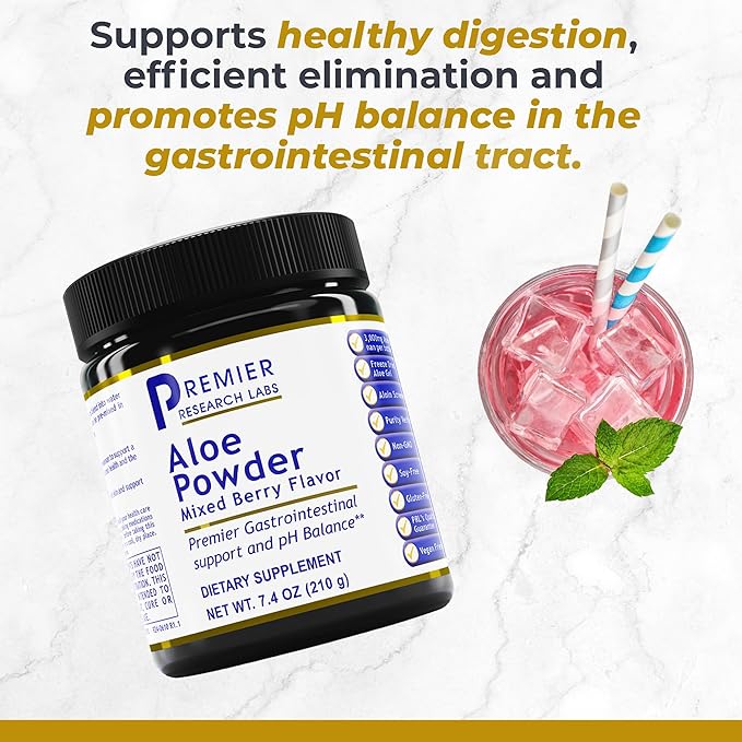 Premier Research Labs Aloe Powder - Aloe Vera Powder, Aloe Vera Drink Mix for Skin and Digestion