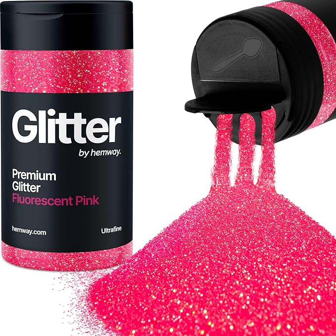 Hemway Premium Glitter Shaker - Fluorescent Pink | 130g Ultrafine Metallic Flake Sequins for Resin