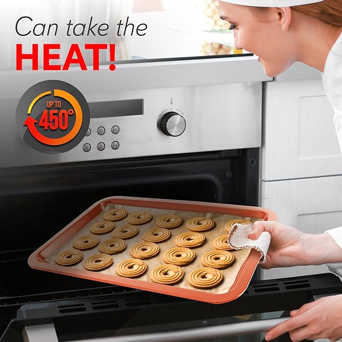 NutriChef 10-Piece Kitchen Oven Baking Pans - Deluxe Carbon Steel Bakeware Set with Stylish