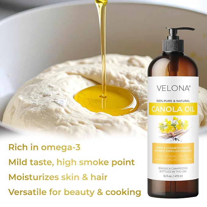 velona Canola Seed Oil 1 Gallon / 128 Fl Oz | 100% Pure and Natural Carrier Oil | Refined, Cold