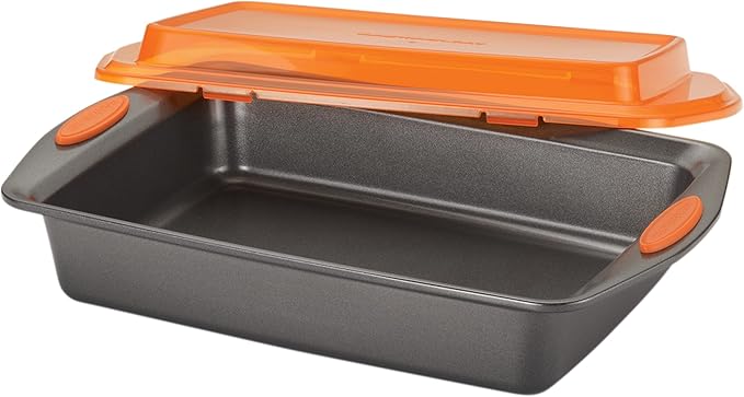 Rachael Ray Bakeware, Nonstick Baking / Cake Pan With Lid and Grips, Rectangle - 9 Inch x 13 Inch