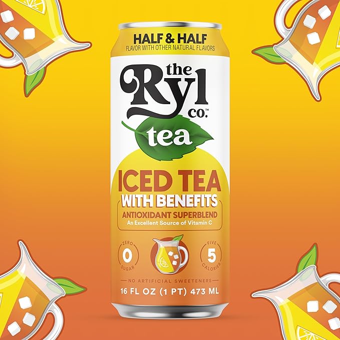 Ryl Half & Half Iced Tea – Antioxidant Superblend, No Artificial Ingredients, Zero Sugar, Five