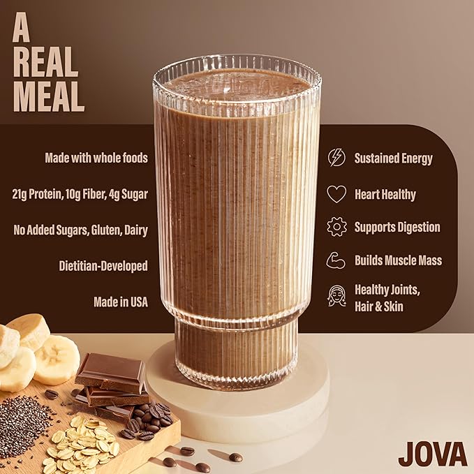 JOVA Mocha Smoothie | 25g Protein, 8g Fiber, Collagen | Real, Tasty Ingredients: Coffee, Cocoa