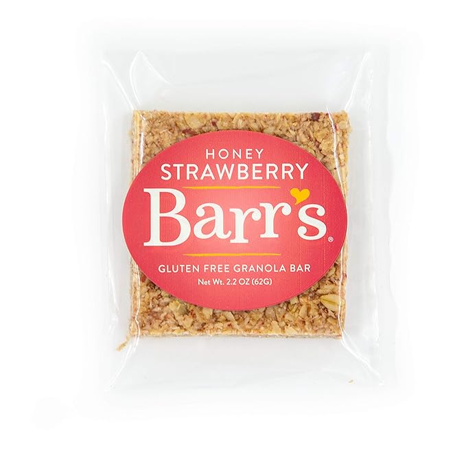 Mrs. Barr’s Natural Foods Granola Bars | Honey Strawberry | Certified Organic Gluten Free Oats |