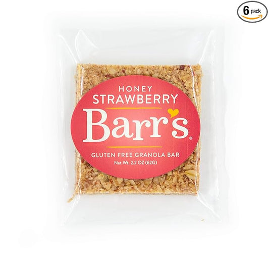 Mrs. Barr’s Natural Foods Granola Bars | Honey Strawberry | Certified Organic Gluten Free Oats |