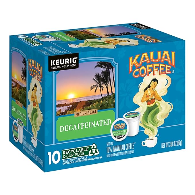Kauai Coffee K-Cup Pods for Keurig Brewers – Arabica Coffee, 10% Hawaiian – Medium Roast, Bright