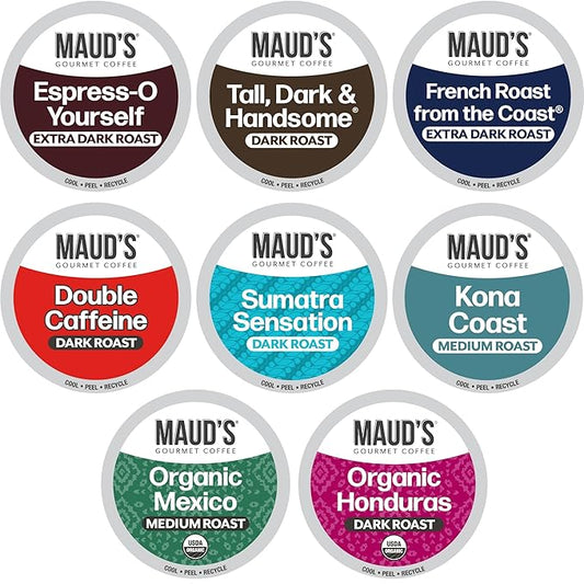 Maud's Bold Dark Roast Coffee Pods Variety Pack, 40 ct, 8 Assorted Dark Roast Flavors in Recyclable
