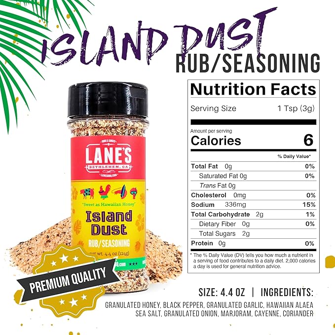 Lane's Island Dust Rub Alaea Hawaiian Sea Salt Seasoning Salt, All-Natural Hawaiian Alea Red Sea