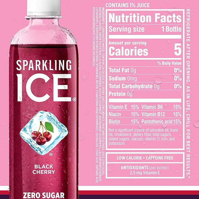 Sparkling Ice Pink Variety Pack, Flavored Sparkling Water, Zero Sugar, and Vitamins and