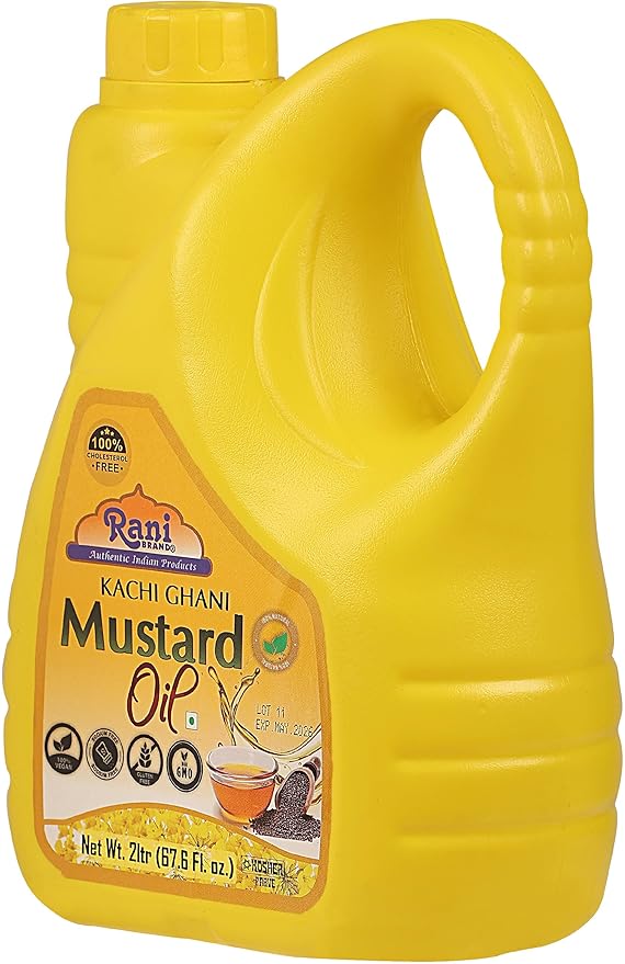 Rani Mustard Oil (Kachi Ghani) 67.6 Ounce (2 Liter) Pack of 6, NON-GMO | Gluten Free | Vegan | 100%