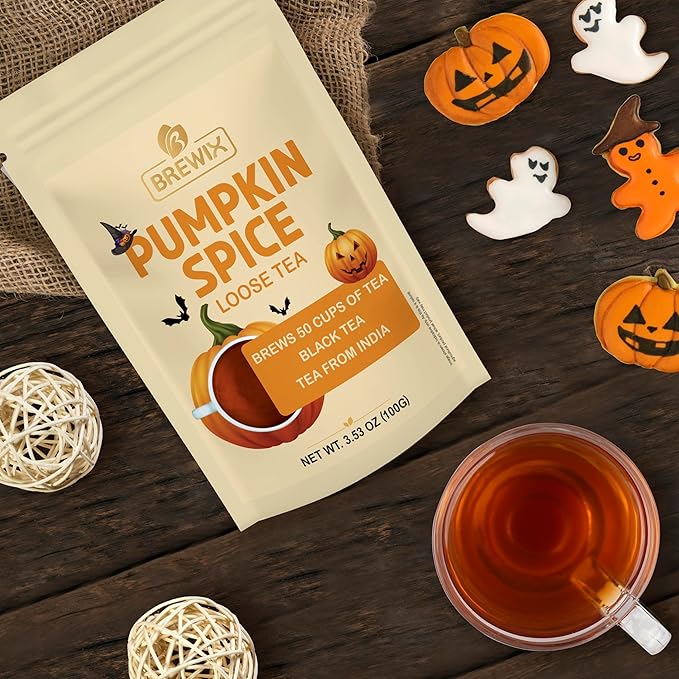 BREWIX, Pumpkin Spice Black Tea, Loose Leaf Tea (50+ Cups, 3.53oz/100g) | Fall | Halloween | Warm