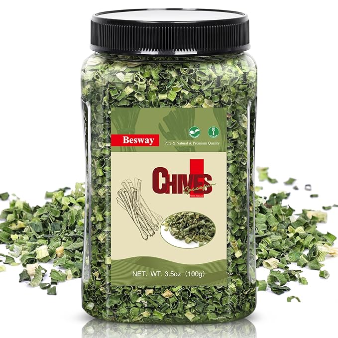 Besway Chives 3.5 oz(100g), Premium Dried Green Chives - Perfectly Chopped for Culinary Use, 100%