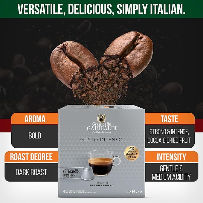 Gran Caffè Garibaldi Espresso Pods, Italian Roasted Coffee, Compatible Nespresso Original Line