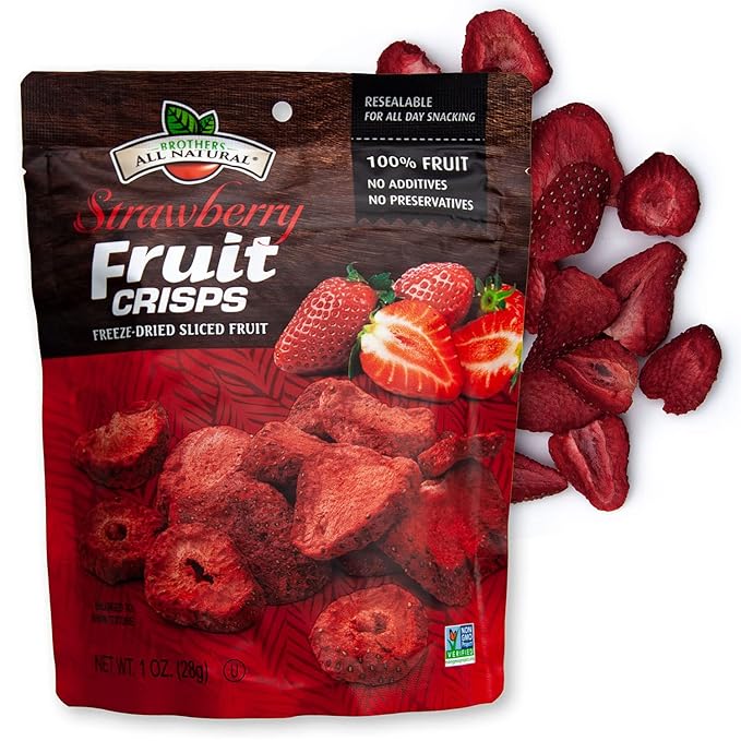 Brothers All Natural Freeze Dried Fruit Crisps, Strawberry, 1 Oz (Pack of 8), Made with 100% Fruit