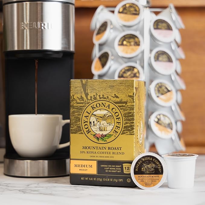 Royal Kona Coffee Mountain Roast, 10% Kona Coffee Blend, Medium-Roast Single-Serve Coffee Pods
