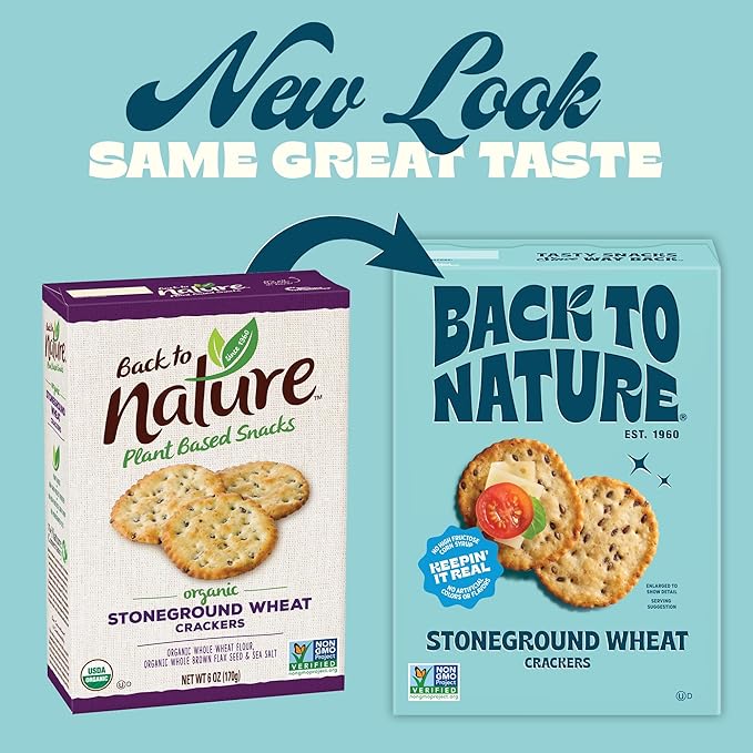 Back to Nature - Stoneground Wheat Crackers - Made with Real Ingredients like Whole Grains and Flax
