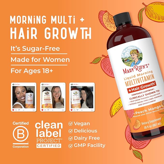 MaryRuth's Liquid Multivitamin + Hair Growth | Clinically Tested for Thicker Hair & Facial Wrinkles