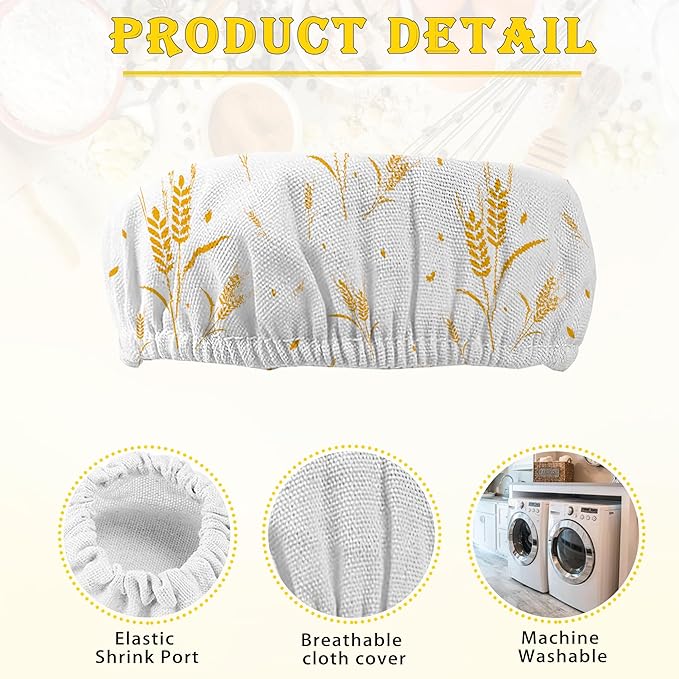 Wheat Harvest Bread 5-Pack Cloth Covers for Sourdough Starter Jar, Cloth Covers Reusable Lid Top