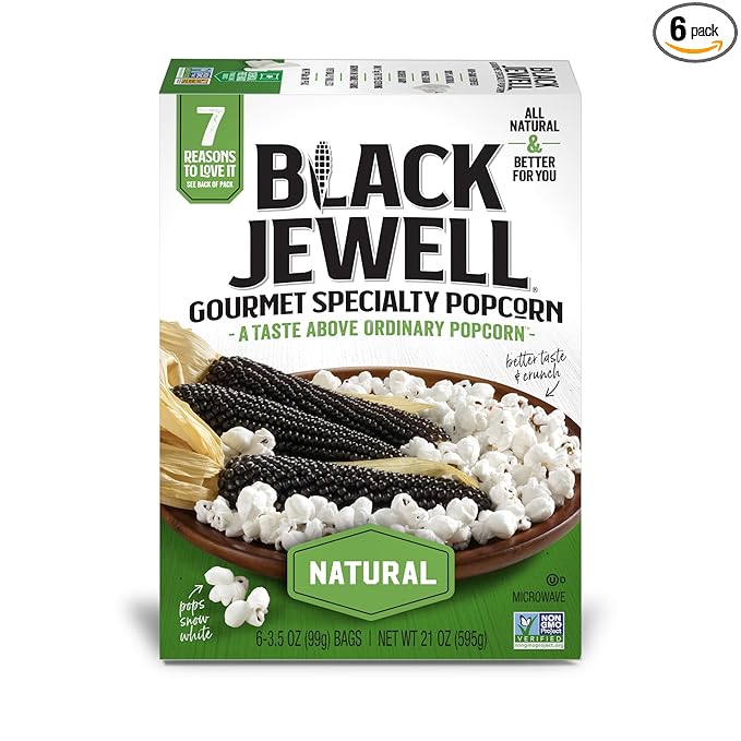 Black Jewell Gourmet Specialty Popcorn, Natural, Microwave, Bulk Case 36 Bags, 21oz (Pack of 6)