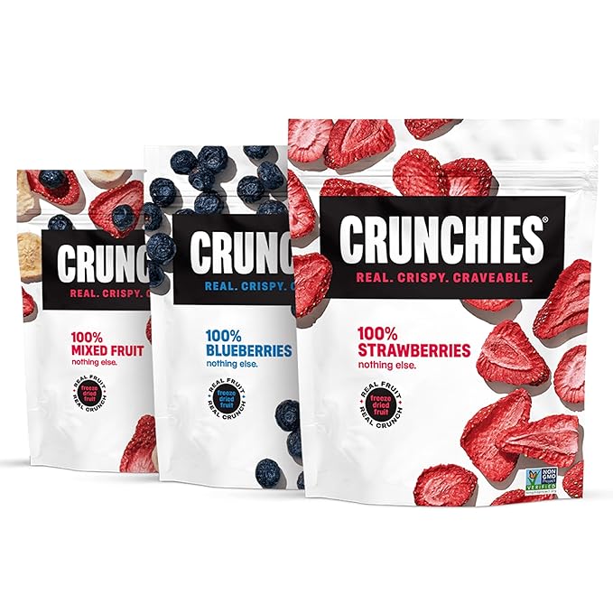 Crunchies Freeze-Dried Fruits, 100% All Natural Crispy Fruit, Non GMO and Kosher, Resealable Freeze