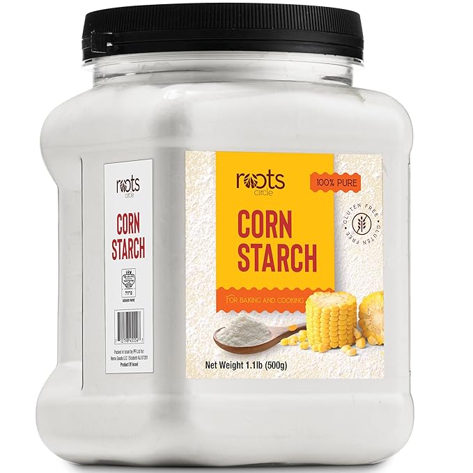 Roots Circle 100% Pure Corn Starch |17.63oz Airtight Container | All Natural Thickener for Soups