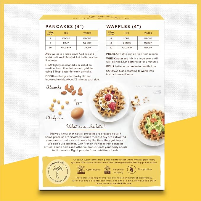 Simple Mills Just Add Water Almond Flour Pancake Mix, Original Protein - Gluten Free, Plant Based